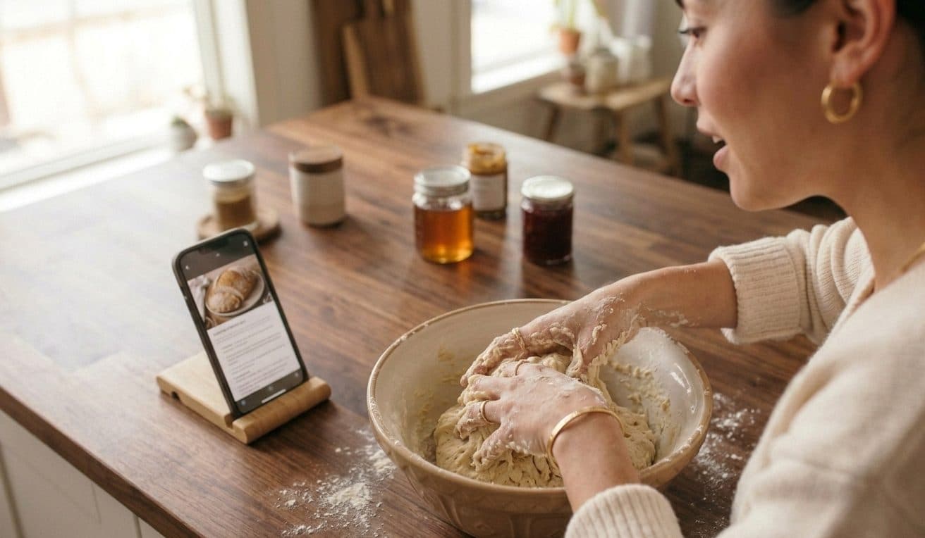 Cooking with messy hands, talking to the phone
